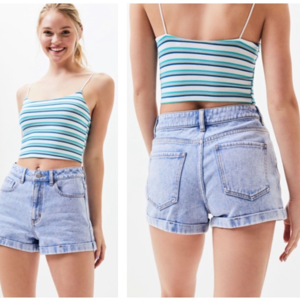 PacSun Prism High Rise Denim Mom Shorts